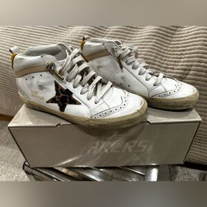 Golden Goose Mid-star Classic Sneakers with Leopard Accent